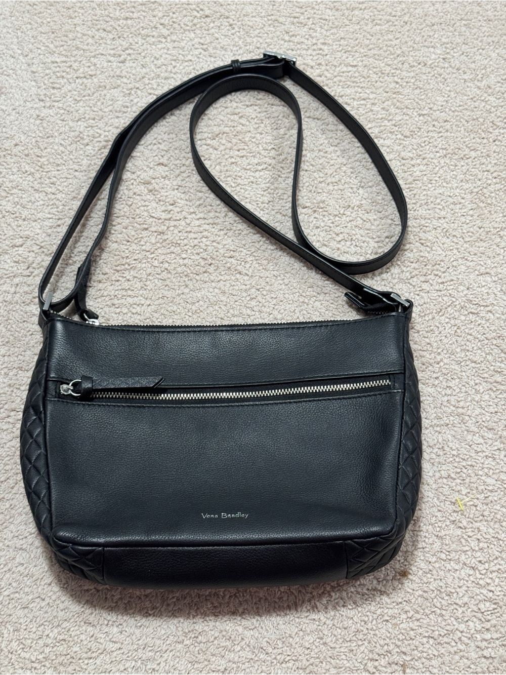 Vera Bradley Black Leather Small Crossbody Bag